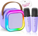 【2025 Newest】 Mini Karaoke Machine for Kids Girls & Boys - Portable Bluetooth Speaker with 2 Wireless Microphones - Kids Birthday Gifts for Ages 4-10 - Kids' Instrument Accessories - Purple by TinyTreasures Baby Boutique