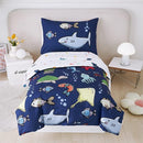 PERFEMET Kids Comforter Sets Boys Full Size-5 Piece Bed in A Bag Navy Blue Ocean Themed Comforter-Soft Reversible Cartoon Fish Shark Bedding Set for Girls Teens(Navy Blue, Ocean) by TinyTreasures Baby Boutique