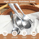 HAKSEN Stainless Steel Toddler Utensils Set, 12PCS Kids Safe Forks and Spoons with Bunny and Puppy Motifs, Mirror Polished & Dishwasher Safe by TinyTreasures Baby Boutique