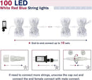 JMEXSUSS 4th of July Decorations Red White and Blue Lights, 33ft 100 LED String Light Indoor Plug-in, 8 Modes Patriotic 4th of July Lights for Indoor Outdoor Independence Day American Flag Holiday by GreenHaven Gardens