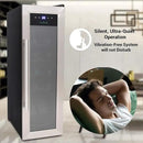 NutriChef PKCWC12 12 Bottle Cooler Refrigerator White and Red Countertop Chiller, Freestanding Compact Mini Wine Fridge with Digital Control, Stainless Steel by CozyNest Decor