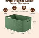 OIAHOMY Storage Basket for Shelves, Closet Cube Storage Bins Baskets for Clothes Blanket Towels, Baby Nursery, Toy Baskets Box, Woven Rope Basket, 17.72*12.99*7.87 IN, 2 Packs Olive Green by TinyTreasures Baby Boutique
