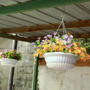 summer flower 3pcs 10.6 inch Plastic Hanging Planters Pots for Outdoor Indoor Plants Hanging Flower Plant Baskets Holder for Garden Porch Ceiling (White) by GreenHaven Gardens