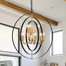 9-Light Globe Rustic Metal Chandelier, 23.6" Black Gold Adjustable Hanging Ceiling Pendant Light Fixture for Entryway Foyer Stairway Bedroom Dining Living Room Hallway by CozyNest Decor