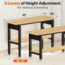 Adjustable Height Work Bench 48×24 Workbench for Garage with Under Table Shelf Heavy Duty Rubber Wood Work Table for Shop Woodworking, Office, Home, Commercial by GreenHaven Gardens