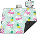 Extra Large Picnic Blanket Waterproof,80"x 80"Foldable Machine Washable Beach Blankets,Outdoor Blanket for 6-8 Adults,Picnic Mat Suitable for Indoor Crawling,Park Beach,Camping,Hiking,Travel（Flamingo） by TinyTreasures Baby Boutique