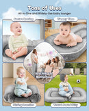 Baby Lounger Pillow : 3-in-1 Infant Lounger for Newborn 0-24 Months, Portable Tummy Time Mat for Home and Travel, Breathable & Soft Baby Seat for Baby, Babies Essentials Gifts, Grey by TinyTreasures Baby Boutique