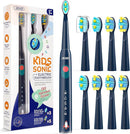 SEAGO Kids Electric Toothbrush, Rechargeable Sonic Soft Bristle Toothbrushes with 8 Brush Heads, DIY Stickers and 5 Modes, Ideal for Kids and Children, Ages 3–12，SG2303(Navy) by TinyTreasures Baby Boutique