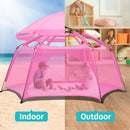 Alvantor Pop Up Playpen- 7'x7'x44”Baby Playpen Large Kids Play Tent Portable and Foldable Playpen Indoor/Outdoor Play Yard with Protective Mesh, UV SPF 50+ Sunshade, and Soft Foam Floor, Pink by TinyTreasures Baby Boutique