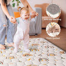 Boho Rainbow Baby Play Mat 50" X 50" Playpen Mat Thicken One-Piece Baby Crawling Mat Non-Slip Cushioned Baby Floor Mat with Lettters, Activity Playmats for Infants, Babies, Toddlers (50X50,Beige) by TinyTreasures Baby Boutique