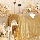 SquarePie Sequin Tablecloth 90 x 156 Inch Gold Sparkly Table Linen for Wedding Party by CozyNest Decor