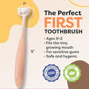 Trueocity Extra Soft Toddler Toothbrush, Toddler Toothbrushes 1-2 2-4, Toothhugger High Efficient 3 Sides Baby Toothbrush 12 Months and Up, Infant Training Brush, 10,000 Ultra-Soft bristles (Apricot) by TinyTreasures Baby Boutique