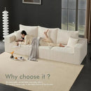 Boneless Sectional Cloud Couch Sofa Bed for Living Room, 112" Modular Modern Lounge 3 Seater Sleeper Beige Couches with Chaise, No Assemble, Cordury Compression Upholstered Sofas by CozyNest Decor