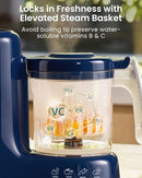 GROWNSY Baby Food Maker with Steam Basket, One Step Baby Food Processor Steamer Puree Blender Grinder Mills Machine, Auto Cooking Grinding and Sterili-zing for Healthy Homemade Baby Food, Dark Blue by TinyTreasures Baby Boutique