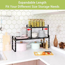 Expandable Cabinet Shelf Organizer Rack, Stackable Kitchen Counter Storage Shelves Stand, Adjustable Height Pantry Shelf Spice Rack (Black, 2 Pack) by CozyNest Decor