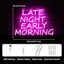 Bar Neon Sign Late Night Early Morning Neon Signs for Wall Decor Beer LED Neon Sign Pink Letter Neon Light Sign Dimmable Neon Lights for Bedroom Bar Party Hotel Club Party Man Cave Decor by CozyNest Decor