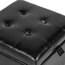 Adeco Storage Ottoman Foot Rest Stool, Leather Ottoman Footstool with Solid Wood Legs and Hinged Lid, 17.7" Small Foot Stool for Living Room, Bedroom by CozyNest Decor