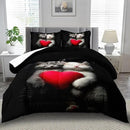 Cute Cat Comforter Set Twin,Kawaii Cat Bedding Set for Girls,Cute Animal Comforter Red Love Heart Bedding Decor,Kawaii Farm Animal Quilt Patterns Kids and Adults by CozyNest Decor