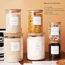 Set of 6 Glass Flour and Sugar jars with 132 Kitchen Pantry Labels - Thicken Large Glass Storage containers with Airtight Bamboo Lid - Glass Rice Canisters for Salt Coffee(100OZ/54OZ/27OZ) by CozyNest Decor