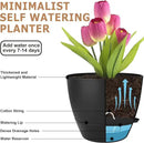 Plant Pots 10/9/8/7.5/7 Inch Self Watering Pots, Set of 5 Plastic Planters with Drainage Holes and Saucers,Plastic Flower Pots,Nursery Planting Pot for Indoor Out Door Plants(All Black) by CozyNest Decor