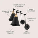 JONATHAN Y JYL7462A-SET2 Rover 7" Farmhouse Industrial Adjustable Arm Metal LED Wall Sconce Rustic Bohemian 2700K 4W Bulb for Entryway Lobby Kitchen Bathroom Bedroom Hallway, Black (Set of 2) by CozyNest Decor