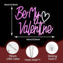 Be My Valentine Neon Sign Dimmable Pink LED Letters Light Up sign for Wall Decor USB Valentine Neon Light for Valentine's Day Lover Gift Bedroom Atmosphere Decor(12.6 * 16.5In) by CozyNest Decor