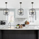 4-Light Vintage Black Chandelier, Foyer Lighting Fixtures Farmhouse Chandeliers for Dining Room, Modern Industrial Lantern Pendant Light for Kitchen Island Entryway Stairway by CozyNest Decor