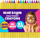 Blue Squid Face Paint Crayons for Kids - 18pcs XL Non-Toxic, Washable Body Paint Crayons - Our Face Painting Kit Makeup Sticks are Easy to Use, Safe for Sensitive Skin and Perfect for a Kids Party by TinyTreasures Baby Boutique