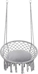 Y- STOP Hammock Chair Macrame Swing, Max 330 Lbs, Hanging Cotton Rope Hammock Swing Chair for Indoor and Outdoor Use, Light Grey by GreenHaven Gardens