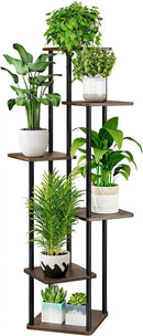 AZERPIAN Plant Stand 6 Tier Indoor Metal Flower Shelf for Multiple Plants Corner Tall Flower Holders for Patio Garden Living Room Balcony Bedroom, Black Oak by GreenHaven Gardens
