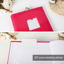 RECUTMS 4x6 Photo Album with Memo Mini Photo Book Pack of 50 Sheets Hold 100 Photos, Leather Cover Picture Album with Window for Memories Couple Valentines Baby Wedding Family (Pink) by TinyTreasures Baby Boutique