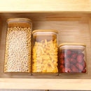 Glass Food Storage Jars with Lids(24oz/37oz/50oz)Square Set of 6 ,Glass Storage Containers Clear Glass Food Canister with Bamboo Lid Airtight For Serving Tea, Coffee Beans, Candy,Spice and More by CozyNest Decor