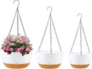 8/10/12 inch Hanging Planters for Indoor Outdoor Plants with Self-Watering Pots, 3 Pack Plastic Hanging Basket with Removable Tray for Home Garden Porch Balcony Patio Decor(White) by CozyNest Decor