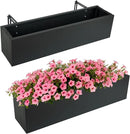 2 Pack Metal Railing Planter Box, 30 Inch Balcony Planters with Adjustable Brackets, Large Hanging Planters for Outdoor Fence Deck by GreenHaven Gardens