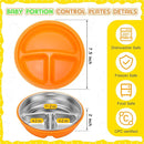 Nuogo 2 Pcs Stainless Steel Baby Suction Plates with Removable Silicone Shell 2-in-1 Metal Toddler Bowl Divided for Picky Eaters Kids Feeding Led Weaning Supplies, Dishwasher Safe (Yellow,Orange) by TinyTreasures Baby Boutique