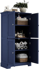 ChooChoo Bathroom Floor Cabinet, Modern Bathroom Storage Cabinet with 4 Doors and Adjustable Shelves, Freestanding Cupboard for Living Room, Navy Blue by CozyNest Decor