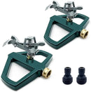 Metal Impact Sprinklers for Yard, 2 Pack, Heavy Duty Adjustable Lawn Sprinkler with 360° Coverage, Water up to 5,800 Sq. Ft, Durable Metal Base for Medium to Large Yards, Yard&Areas by GreenHaven Gardens