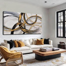 SOUGUAN Living Room Decor for Wall Abstract Wall Art 30x60in Black and Gold Wall Art Round Ring Wall Decoration for Bedroom Dining Room Home Office Ready to Hang by CozyNest Decor