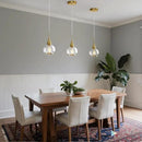 Pendant Light Fixtures Kitchen: Brushed Gold Farmhouse Island Light with Clear Glass - 6 Inch Mid Century Globe Kitchen Lighting Chandeliers Ceiling for Dining Room by CozyNest Decor