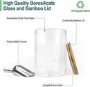 Urban Green Glass Jar with Bamboo Lids (2 sets 100oz) with Metal Scoop, Food Storage Containers with Airtight Lids, Glass Canisters sets, Flour Container Jar by CozyNest Decor