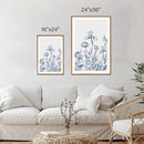 SIGNINART Classic Chinoiserie Botanical Framed Canvas Wall Art, Blue and White Floral Wall Decor, Minimalist Flower Artwork, Navy Blue Wildflower Art Painting for Bedroom Living Room Office 24"x36"x3 by CozyNest Decor