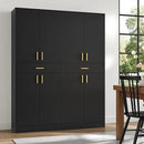 Cozy Castle Pantry Cabinet, 71" Tall Kitchen Storage Cabinet with Doors and Shelves, Freestanding Wood Cupboard Utility Hutch with Drawer for Dining Room Living Room Bathroom Furniture, Black by CozyNest Decor
