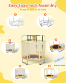 55” Trampoline for Kids, Powder-Coated Mini Trampoline for Toddlers, Indoor Outdoor Toys with Adjustable Gymnastics Bar, Swing, Basketball Hoop, Birthday Gifts for Boys & Girls Ages 1-8 by TinyTreasures Baby Boutique