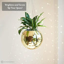 SCANDINORDICA Disco Ball Planter – Value Package: Mirror Disco Planter with Chain, Macrame Hanger and Acrylic Stand for Desk, Includes Self Watering Pot, Plant Accessories | 10 inch Gold by GreenHaven Gardens