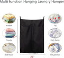 100% Pure Linen Dual Hanging Laundry Bag with 2 Deep Pocket and 2 Side Zipper 20x27in, Over The Door Laundry Hamper Space Saving Hampers for Dirty Clothes Home Travel, Black by CozyNest Decor