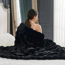 Cozy Bliss Faux Fur Throw Blanket for Couch, Fuzzy Soft Plush Thick Bubble Blanket for Sofa Bedroom Living Room, 60 * 80 Inches Black by CozyNest Decor