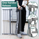 BABELIO 36 Inch Tall Metal Baby Gate, 29-48" Auto Close Pressure Mounted Dog Gate, Gray by TinyTreasures Baby Boutique