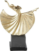 Deco 79 Polystone Dancer Decorative Sculpture Home Decor Statue with Black Square Base, Accent Figurine 9" x 4" x 12", Gold by CozyNest Decor