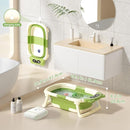 Collapsible Baby Bathtub for Newborn to Toddler (0-18 Month) - Portable Baby Bath Tub for Travel, Newborn Bathtub with Soft Towel and Floating Cushion (Green) by TinyTreasures Baby Boutique