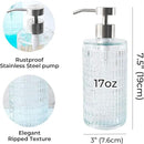 Lunestella Elegant Glass Hand Soap Dispenser with Stainless Steel Pump, for Bathroom and Kitchen, Rust Proof, 17oz (Silver) by CozyNest Decor